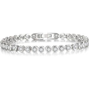 Women's Silver Dainty Trendy Adjustable Tennis Bracelet Jewelry Lobster Claw